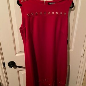 Karl Lagerfeld Red Midi Dress with Grommet Details